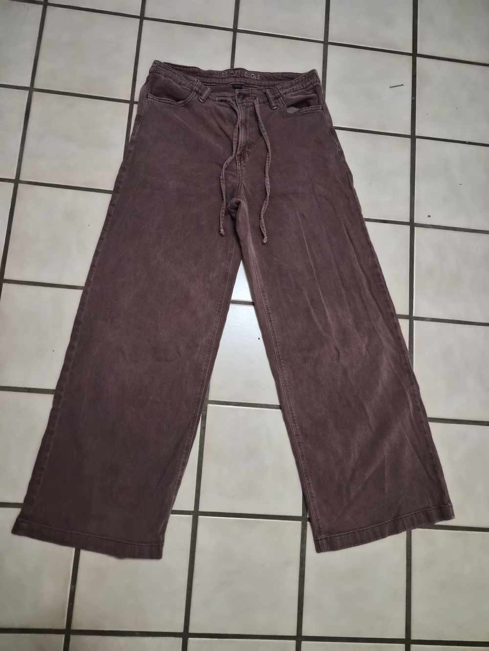 American Eagle Outfitters Men's Wide-Leg Corduroy Pants in Plum